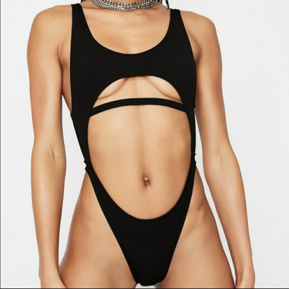 ASOS Motel Black One-Piece Cutout Swinsuit